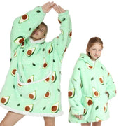 Avocado Design Family Hoodie Sherpa Blanket