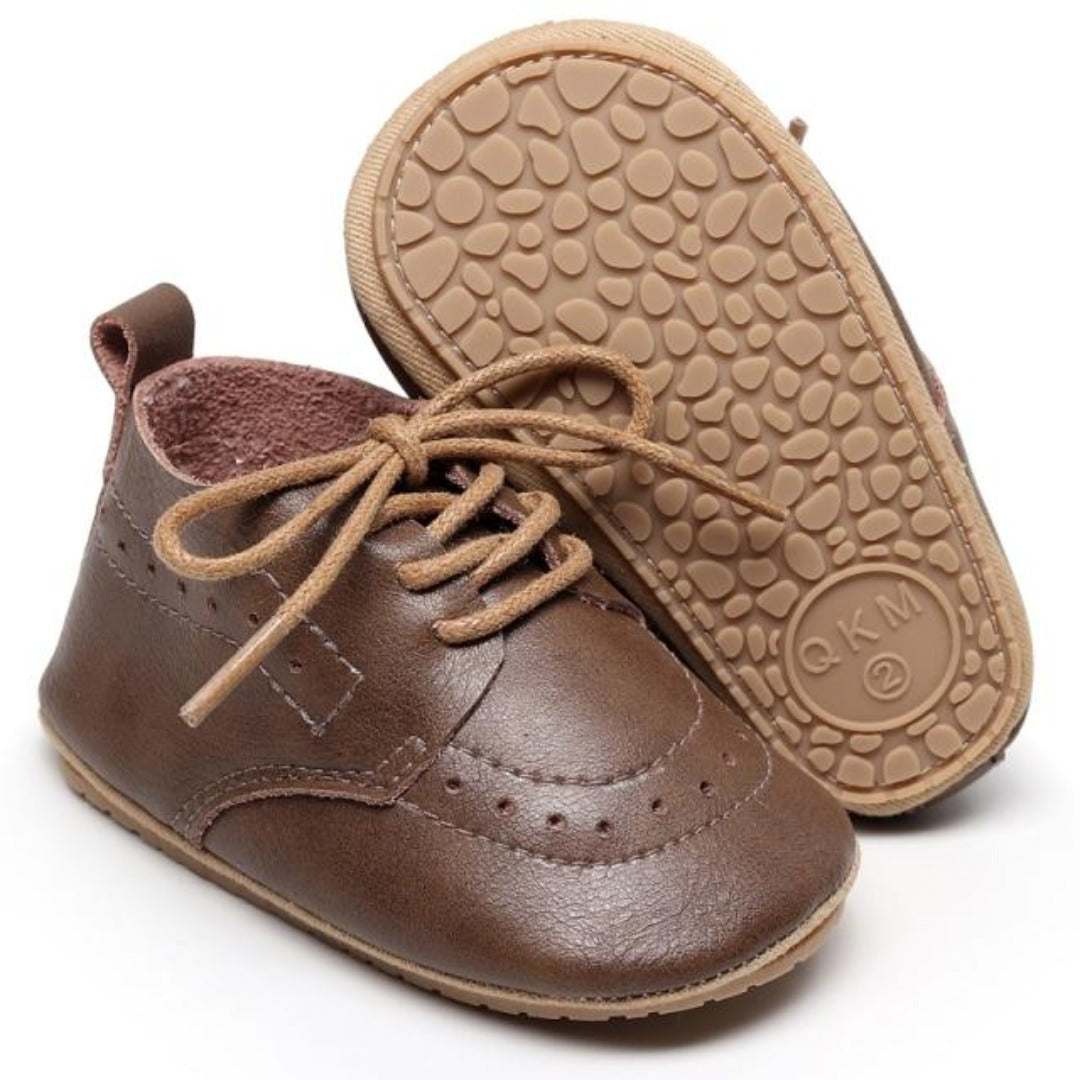 Lace-Up Baby Boy Soft Sole First Walker Leather Shoes, Tortilla / 4 Lace-Up Baby Boy Soft Sole First Walker Leather Shoes, Tortilla / 4