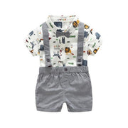 Animal Printed Romper with Suspender Shorts