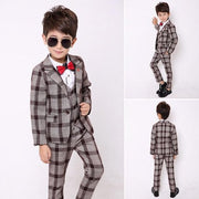Checkered Blazer Boy Tuxedo 3 Pcs Suit