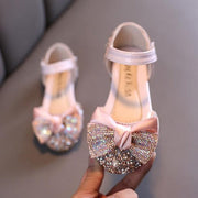 Pearl Rhinestones Bow Open Side Princess Shoes